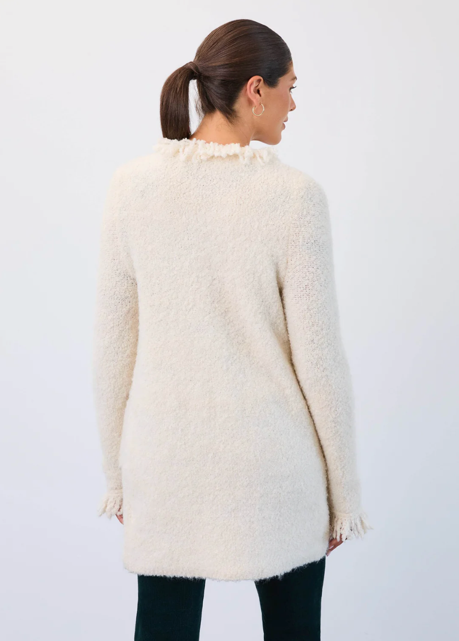FDJ Fringed Cardigan Coat Creme 1463227