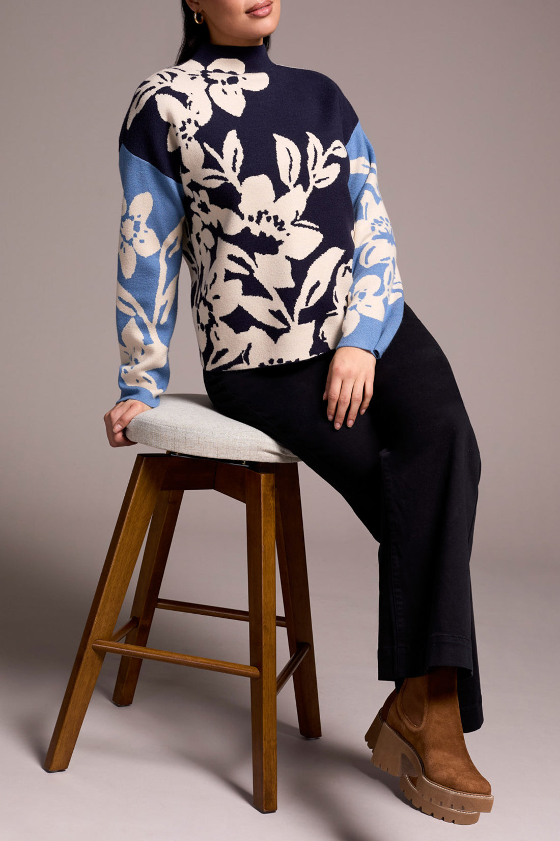 Tribal L/S Funnel Neck Sweater Sapphire 15420-8012-0805