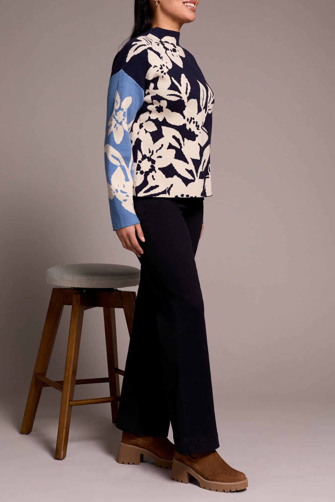 Tribal L/S Funnel Neck Sweater Sapphire 15420-8012-0805