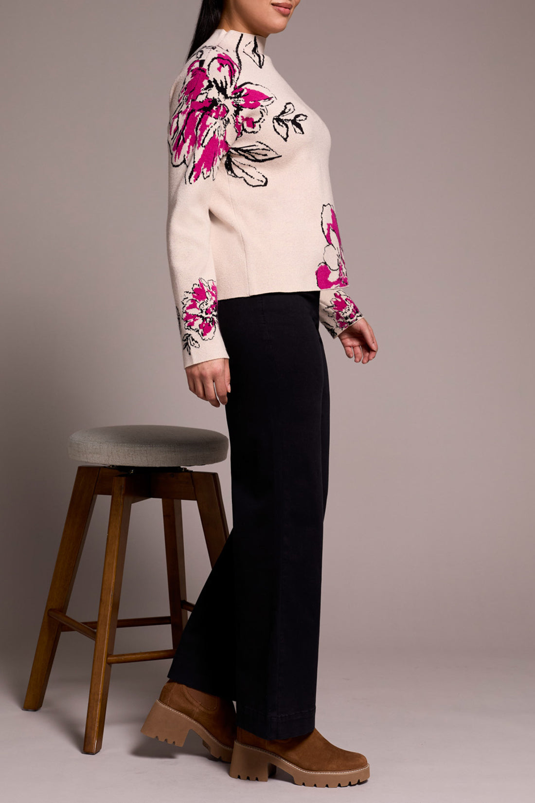 Tribal L/S Funnel Neck Sweater Pink Flambe 15420-8012-1416