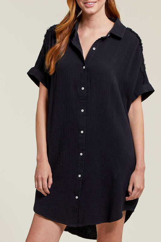 Tribal Dolman S/S Shirt Dress Black 16560-4555-0002