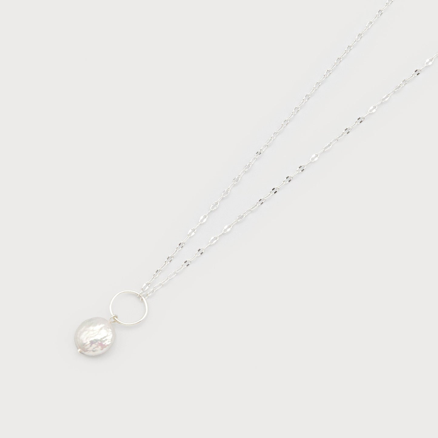 Caracol Small Imitation Pearl Pendant on Delicate Chain 1732-SLV