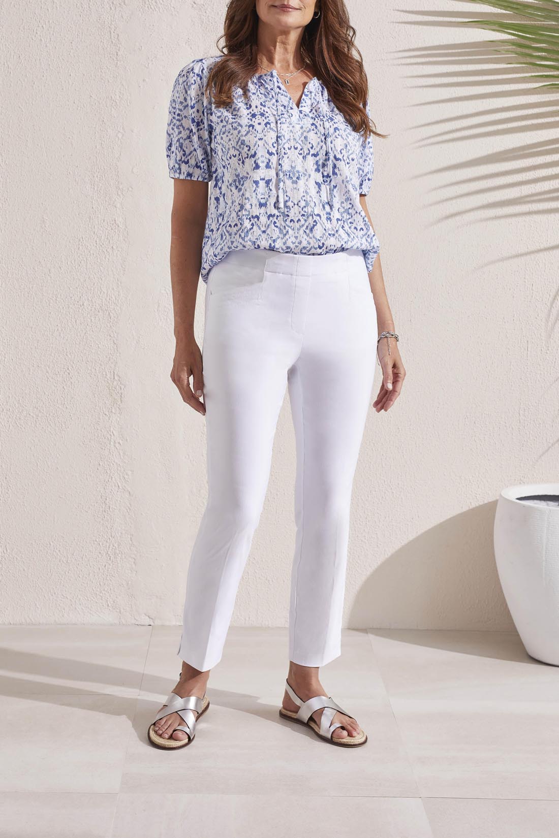 Tribal Flatten It Pull On Ankle Pant w/Slits White 17630-7165-0001