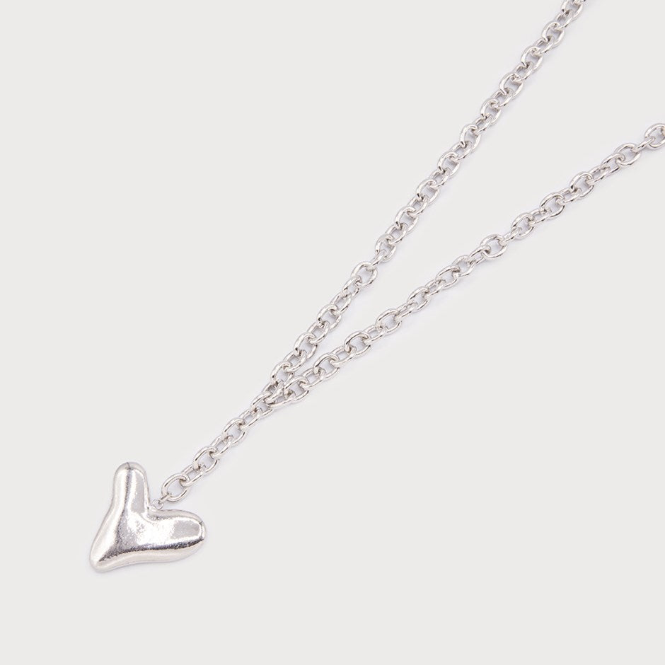 Caracol Long Heart Pendant on Chain Silver 1820-SLV