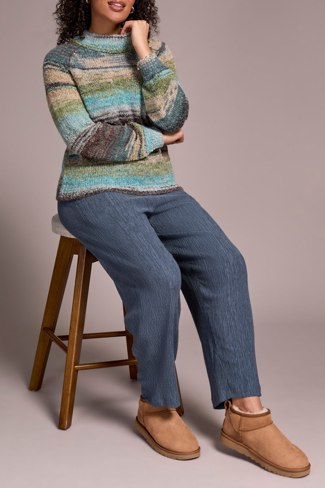 Tribal L/S Mock Neck Sweater Aquahaze 19420-8208-1327