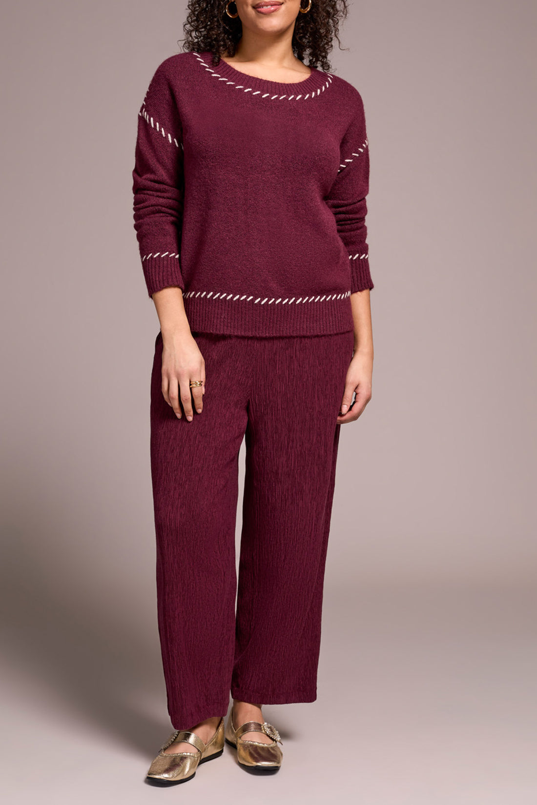 Tribal L/S Crew Neck Sweater Wine 22490-3166-0009