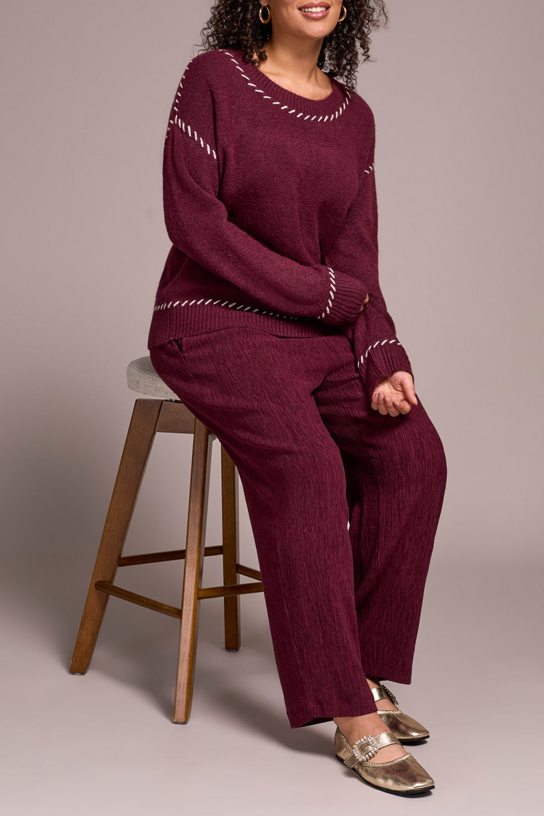 Tribal L/S Crew Neck Sweater Wine 22490-3166-0009