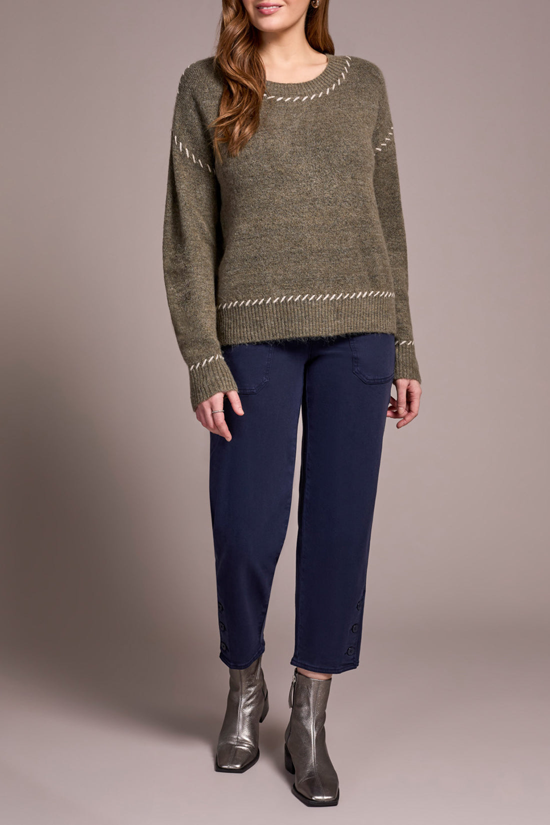 Tribal L/S Crew Neck Sweater Ivy Mix 22490-3166-2513