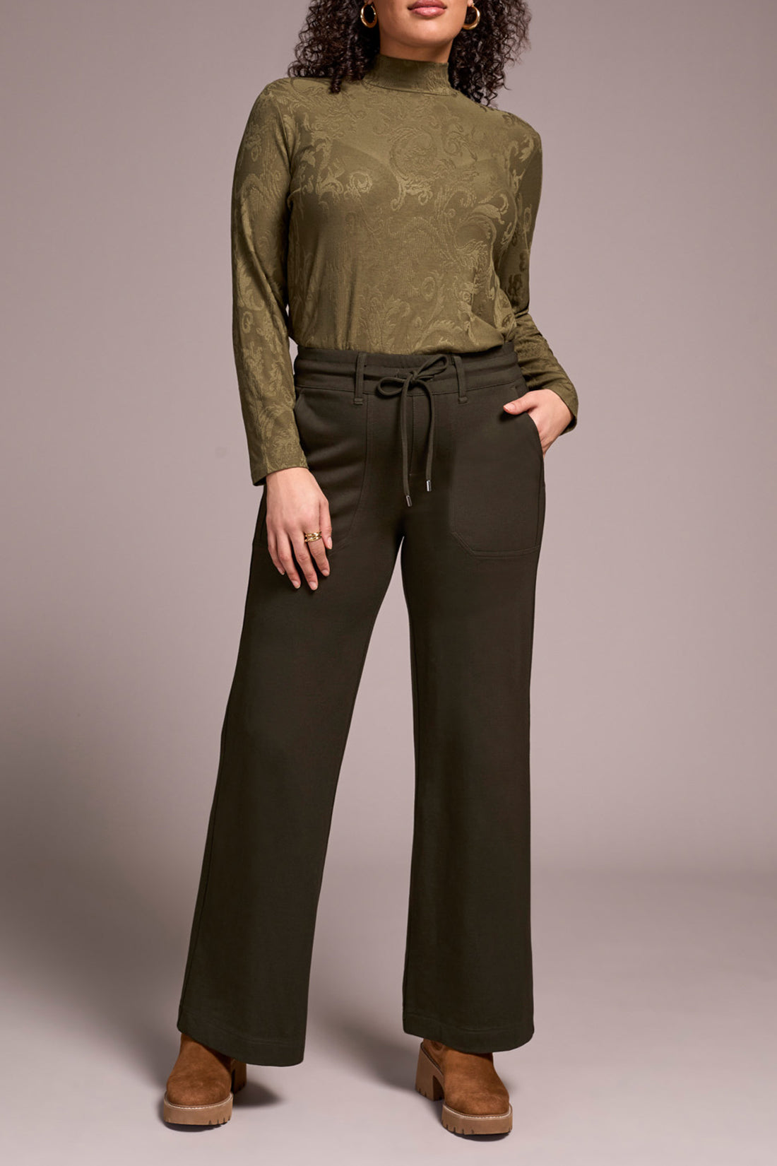 Tribal Pull-On Pant w/Pockets & Drawcord Dk. Ivy 22610-8086-3320