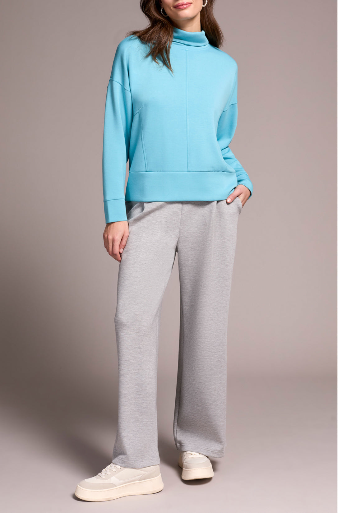 Tribal L/S Funnel Neck Top MistBlue 22750-3390-3270