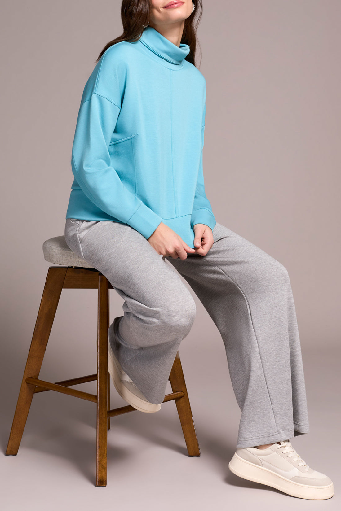 Tribal L/S Funnel Neck Top MistBlue 22750-3390-3270