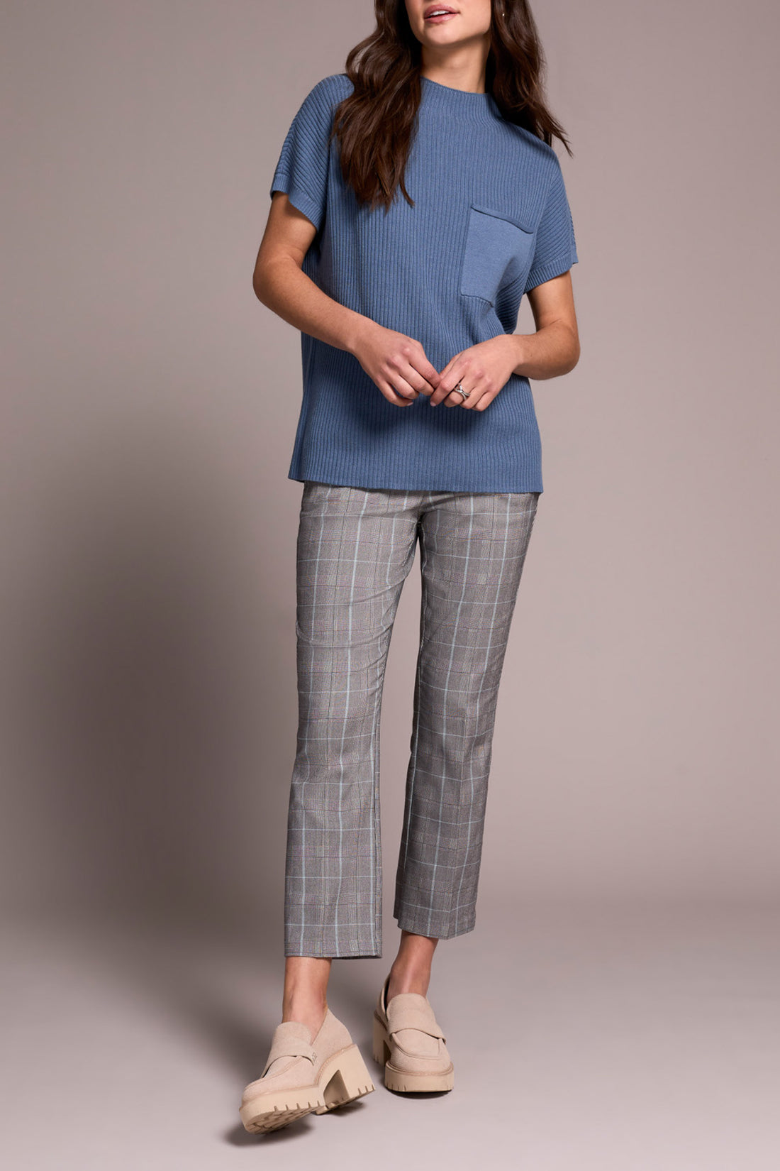 Tribal S/S Dolman Sweater w/ Pocket Slateblue 22770-8286-2637