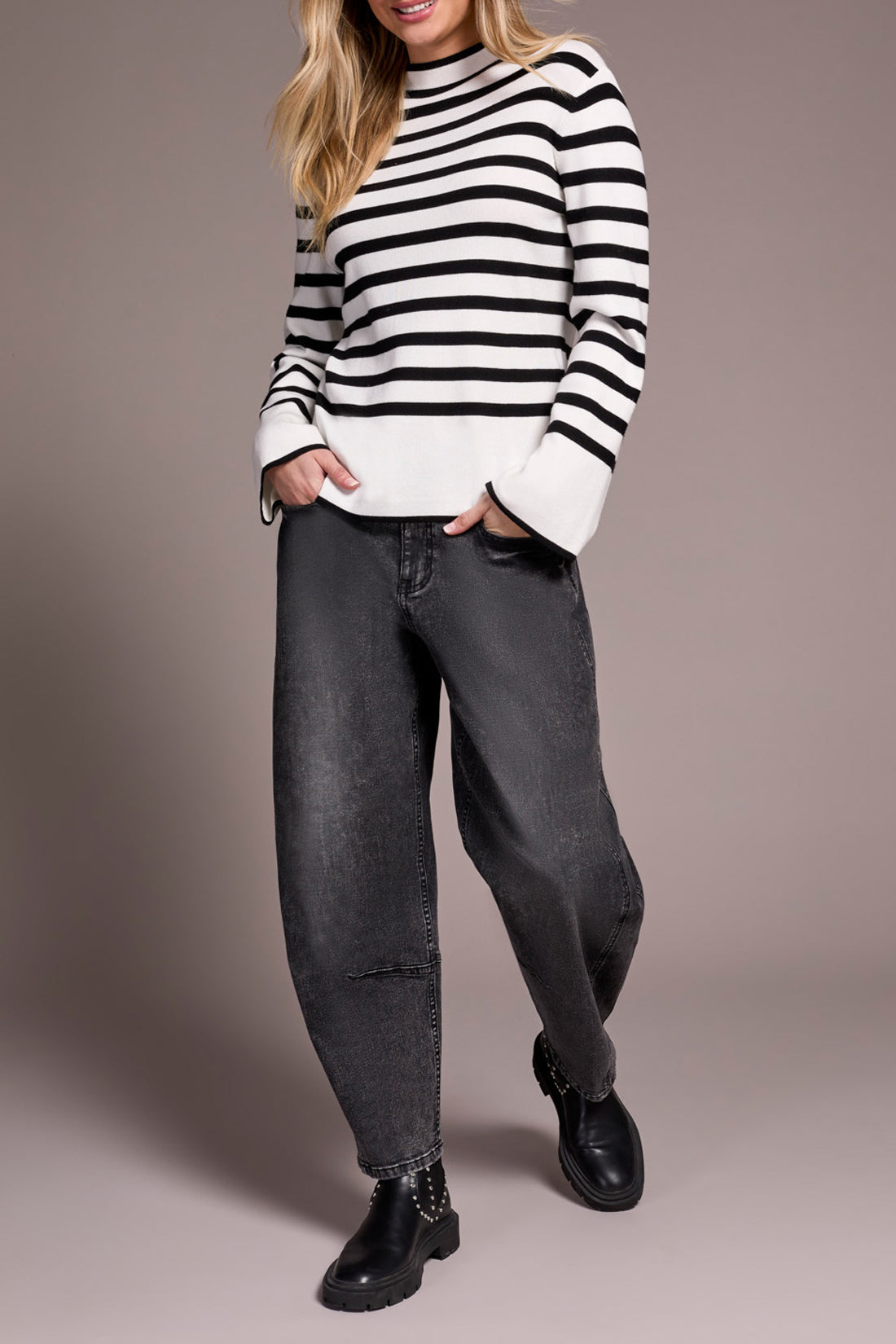 Tribal L/S Funnel Neck Sweater Cream 22890-835-0026