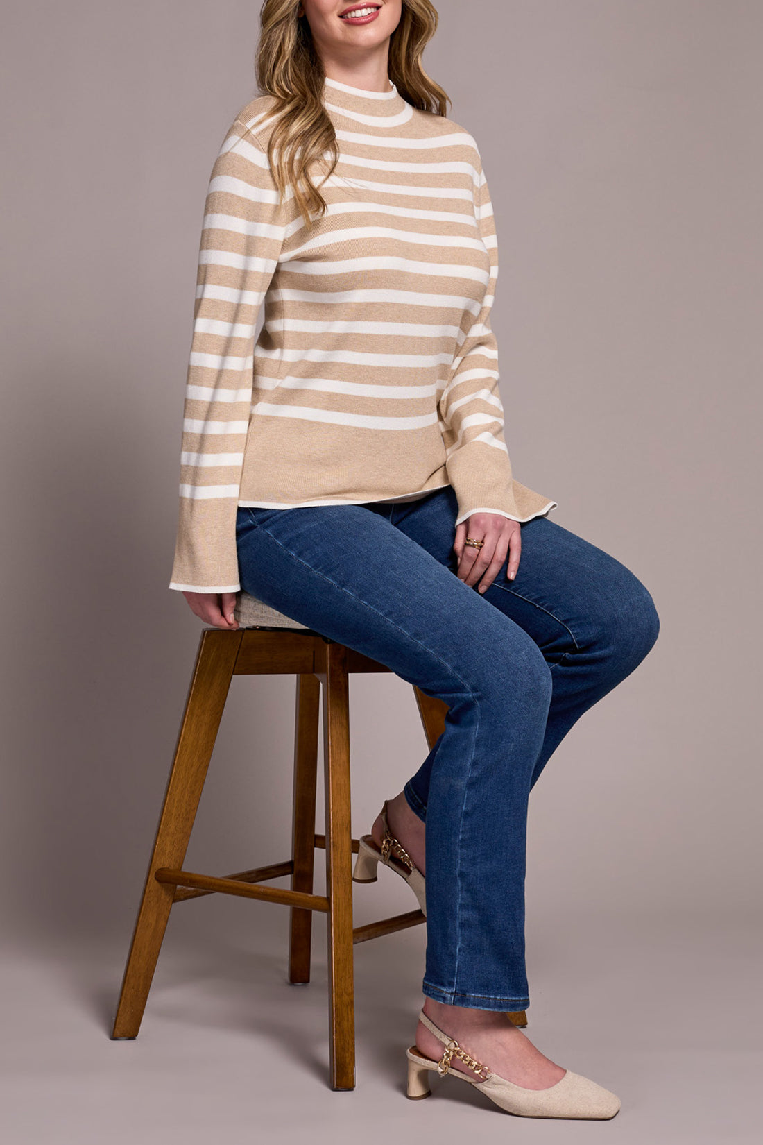Tribal L/S Funnel Neck Sweater H. Latte 22890-835-3280