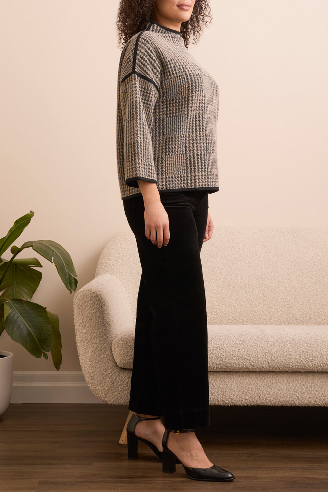 Tribal 3/4 Sleeve Mock Neck Top Sandstone 22960-8311-0874