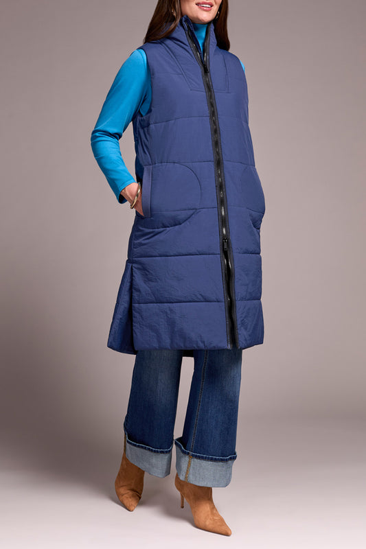 Tribal Zip Front Quilted Vest  Marine 23140-3823-0292