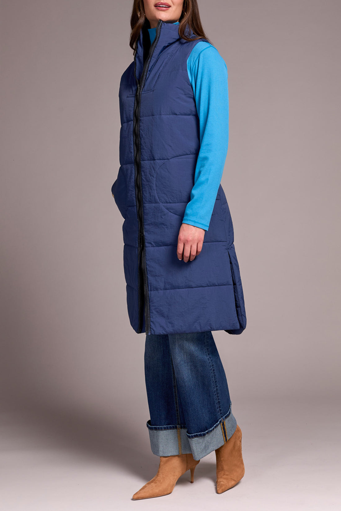 Tribal Zip Front Quilted Vest Marine 23140-3823-0292