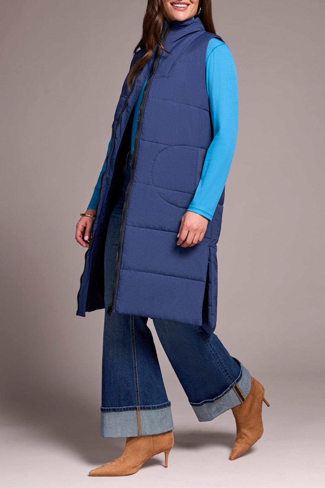 Tribal Zip Front Quilted Vest Marine 23140-3823-0292