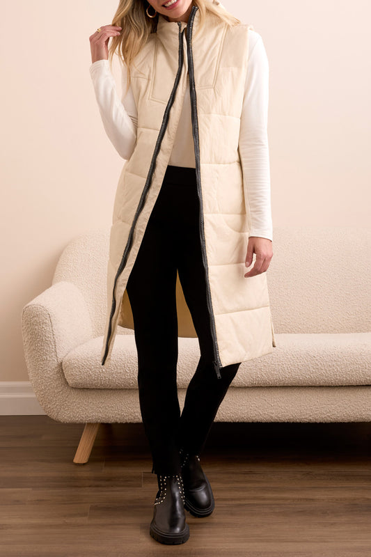 Tribal Zip Front Quilted Vest Moonstone 23140-3823-3111