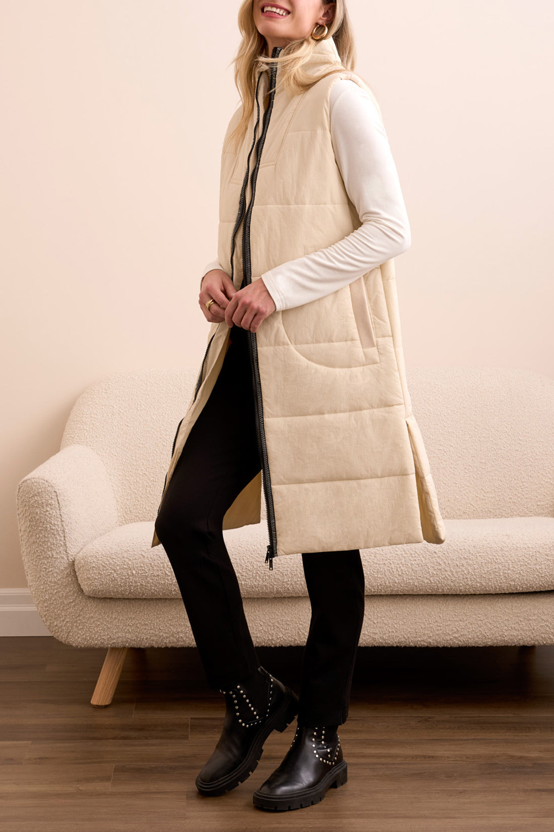 Tribal Zip Front Quilted Vest Moonstone 23140-3823-3111