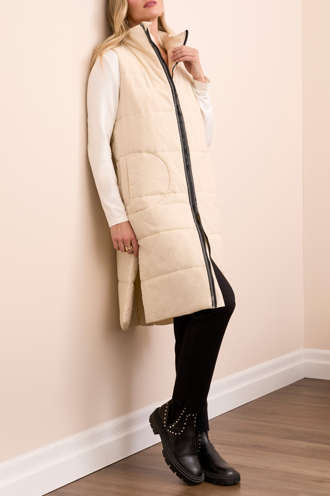 Tribal Zip Front Quilted Vest Moonstone 23140-3823-3111