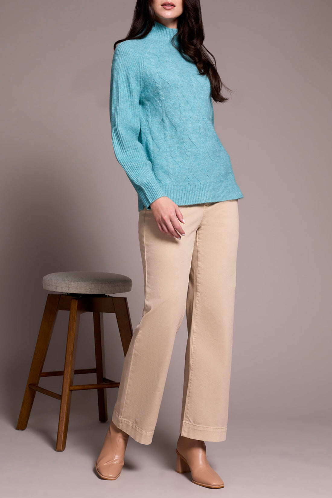 Tribal L/S Mock Neck Sweater Mistblue 23220-3590-3270