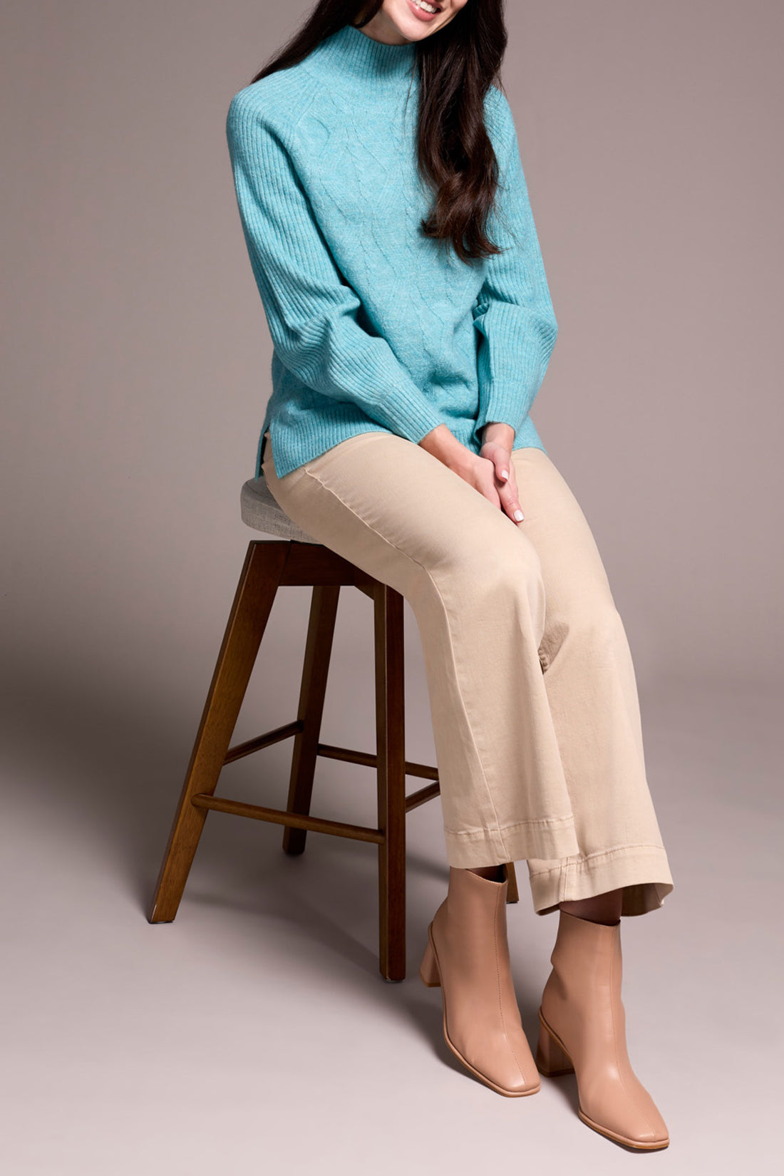 Tribal L/S Mock Neck Sweater Mistblue 23220-3590-3270
