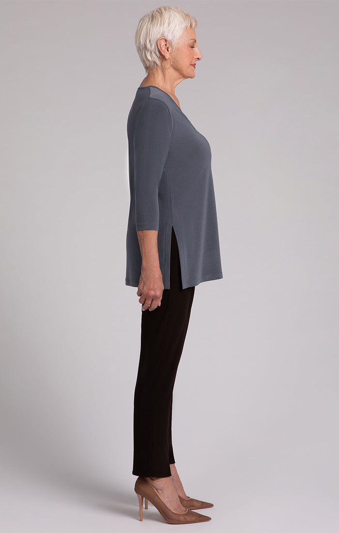 Sympli Nu Ideal V-Neck Tunic Melange Gunmetal 23235-2