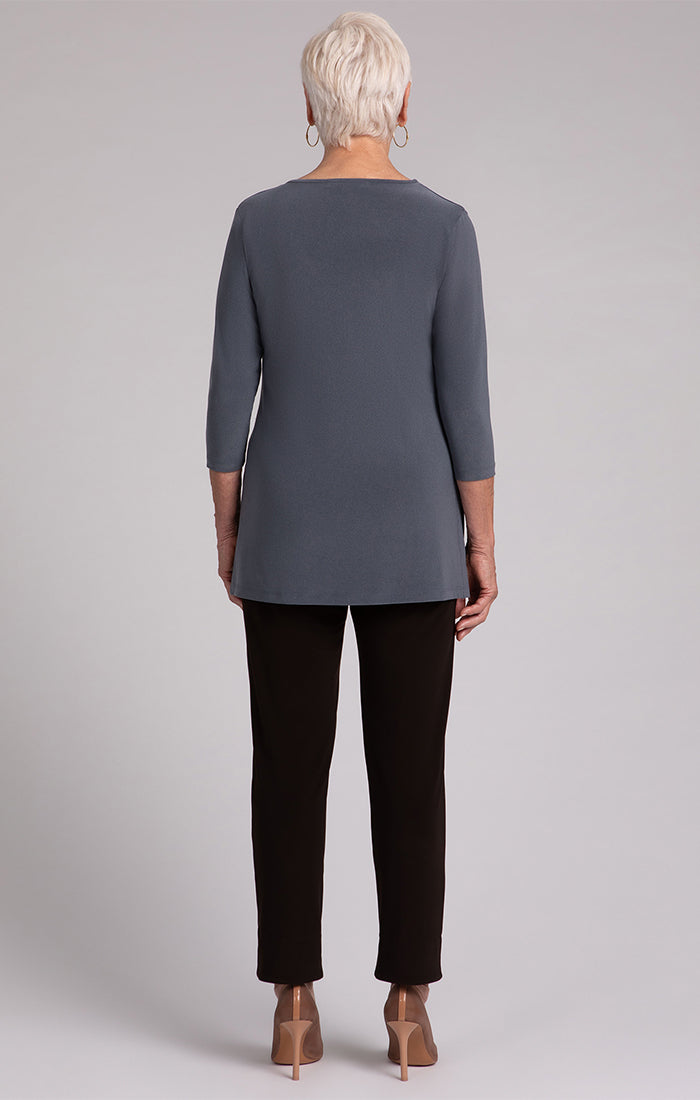 Sympli Nu Ideal V-Neck Tunic Melange Gunmetal 23235-2
