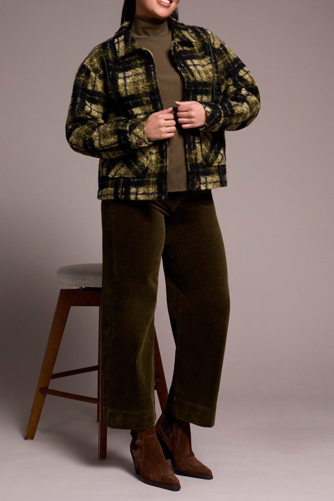 Tribal L/S Button Front Jacket w/Lining Ivy 23700-8350-3266