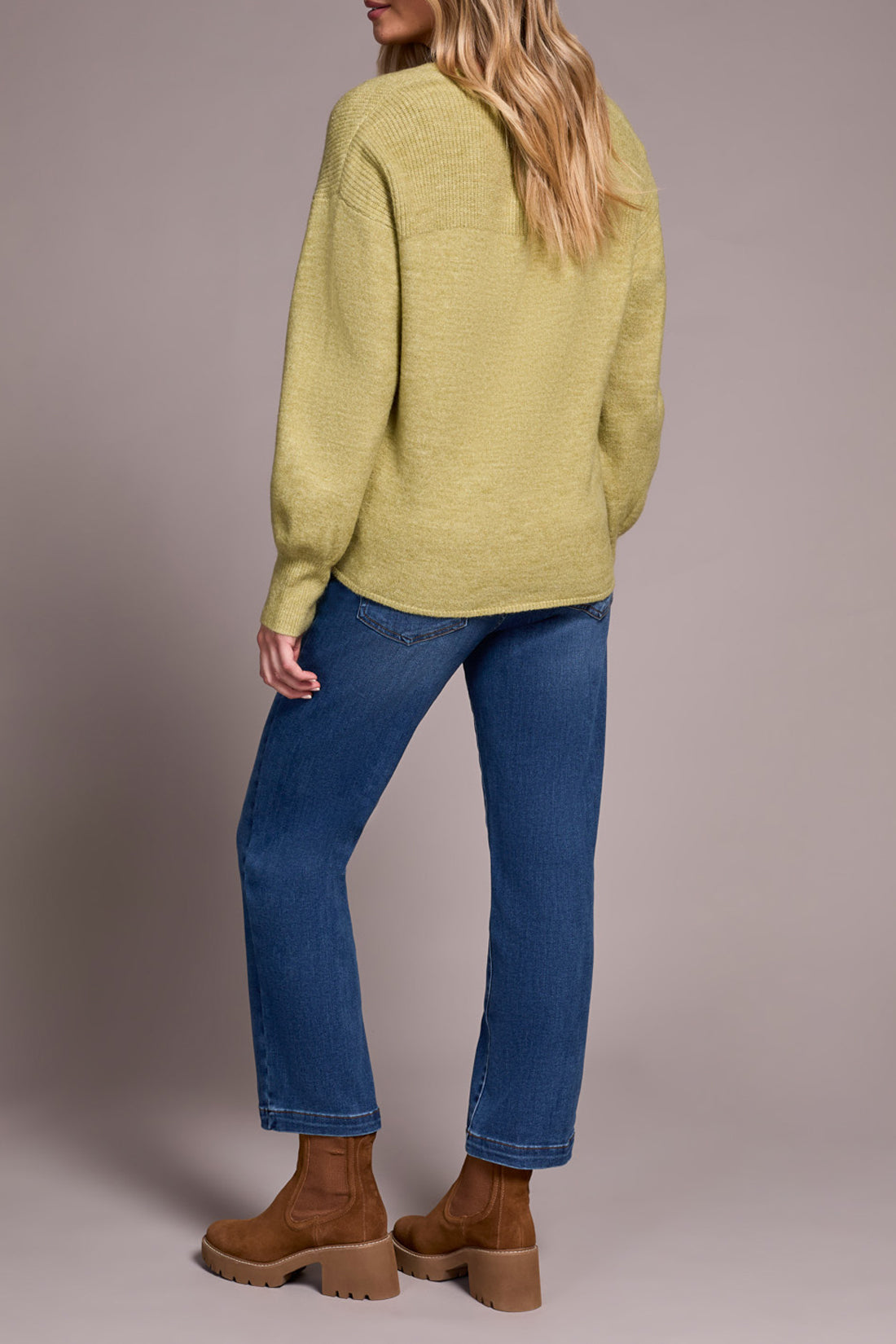 Tribal L/S Notch Neckline Sweater Leek 23800-3590-3264