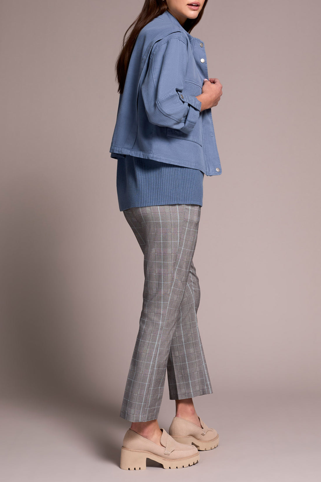 Tribal L/S Zip Front Jacket w/ Double Pockets Slateblue 23850-8141-2637