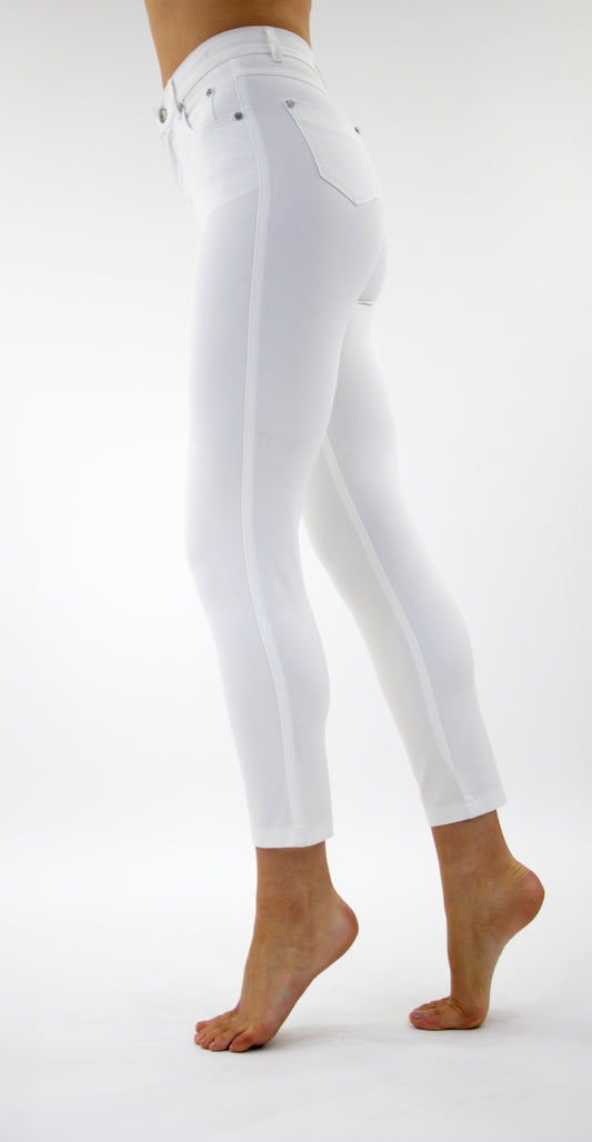 Marble High Waisted 4-Way Stretch Slim Jeans White 2400-102
