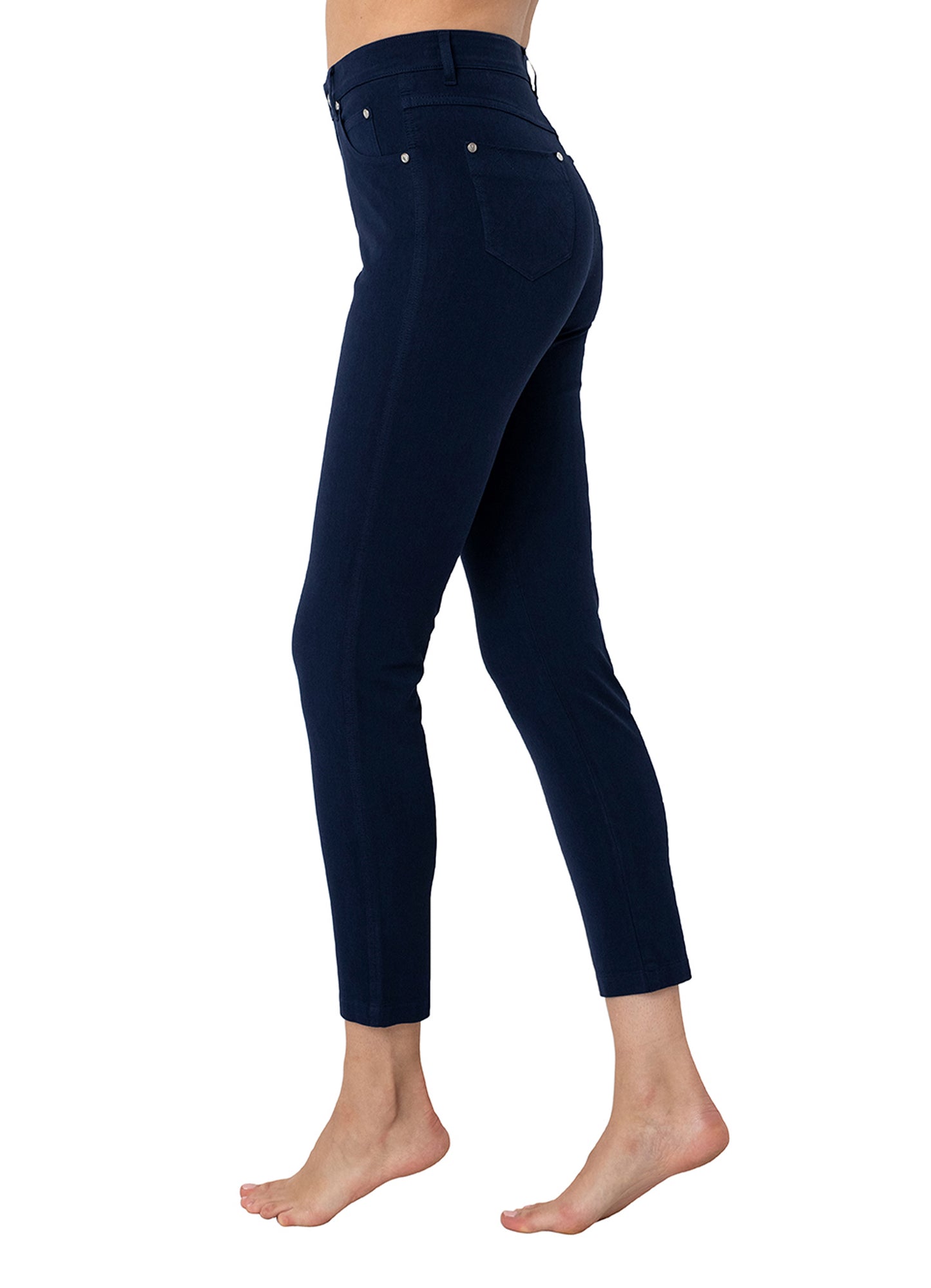 Marble High Waisted 4 Way Stretch Slim Jeans Navy 2400-103