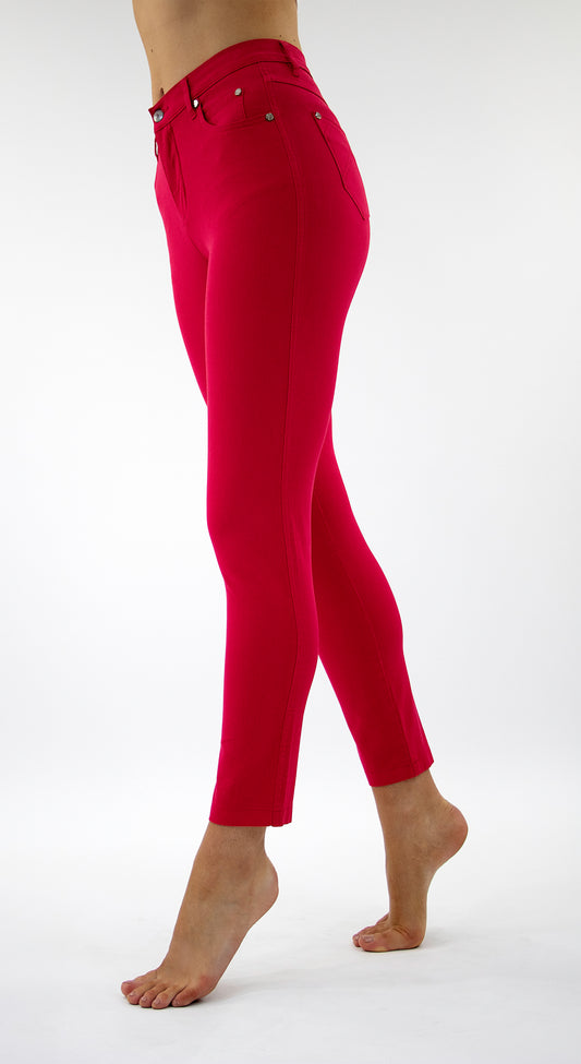 Marble High Waisted 4-Way Stretch Slim Jeans Red 2400-109