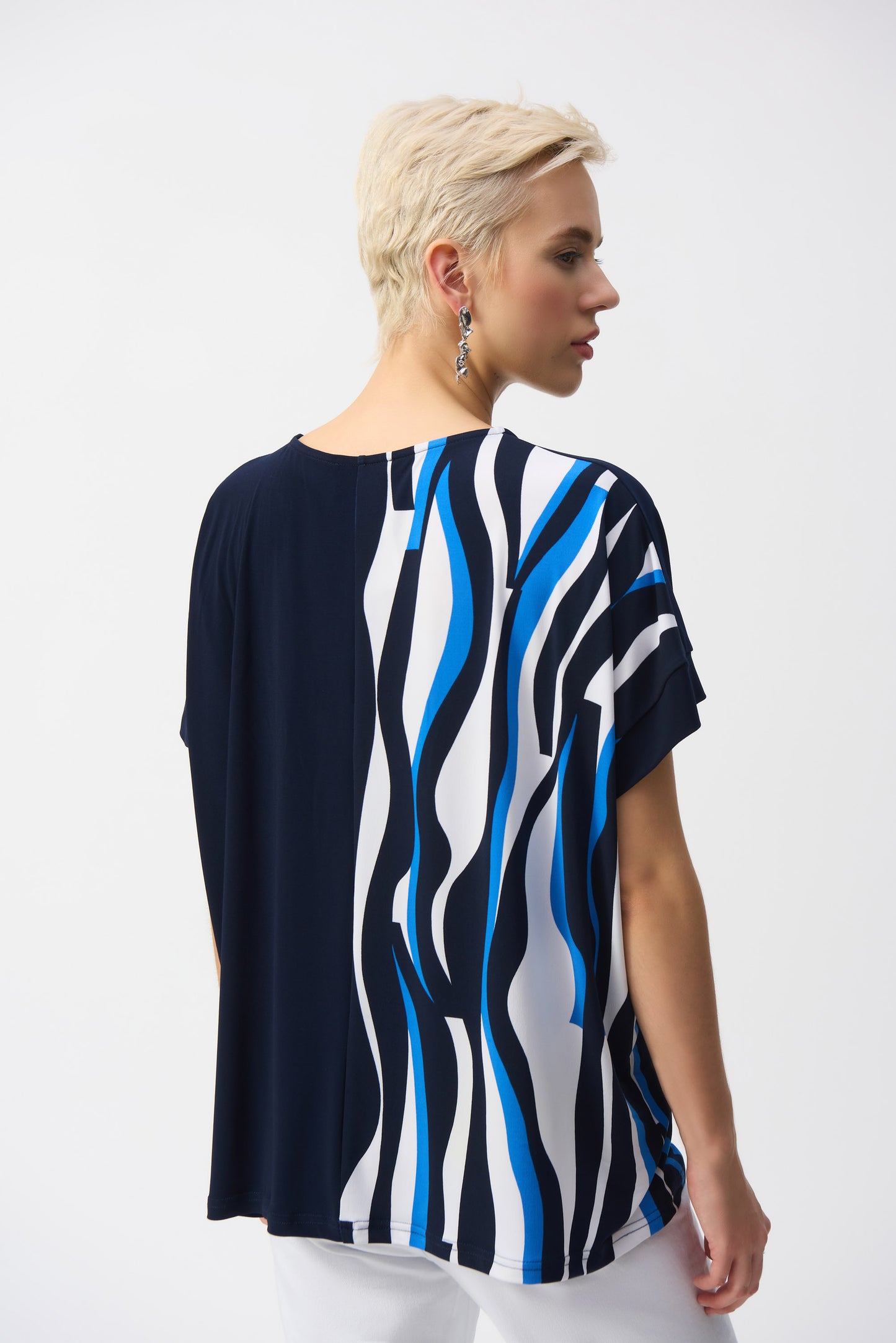 Joseph Ribkoff Geometric Print Boxy Top Vanilla/Multi 251285