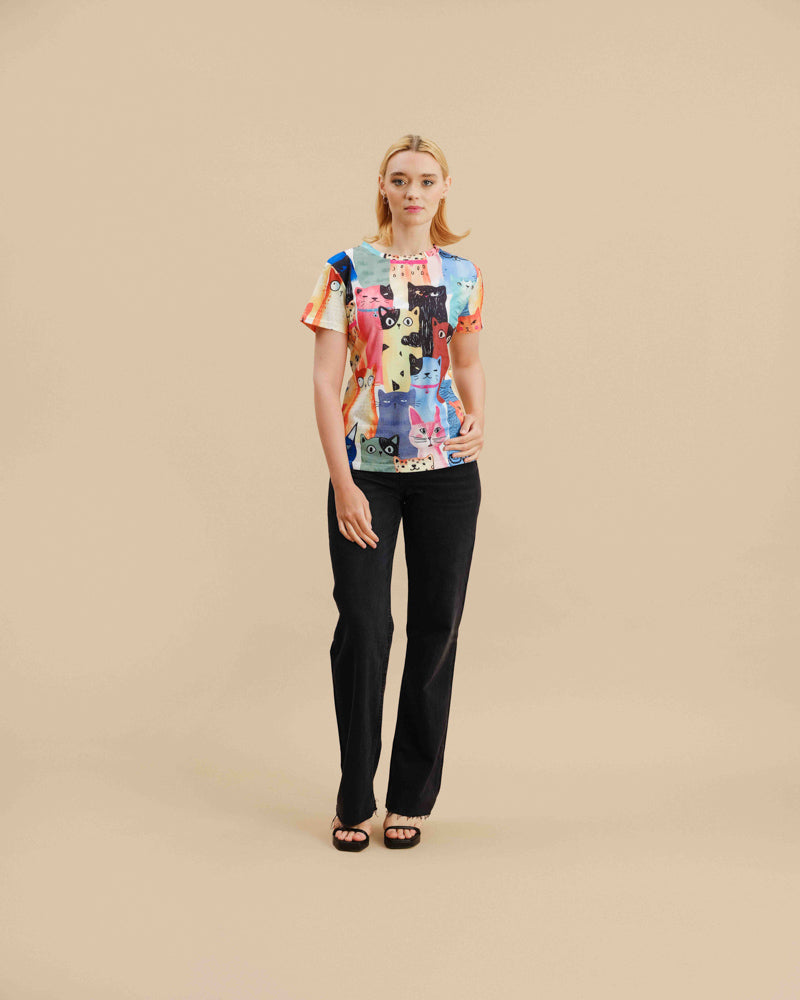 Funsport Cat Print Top Cats 251636