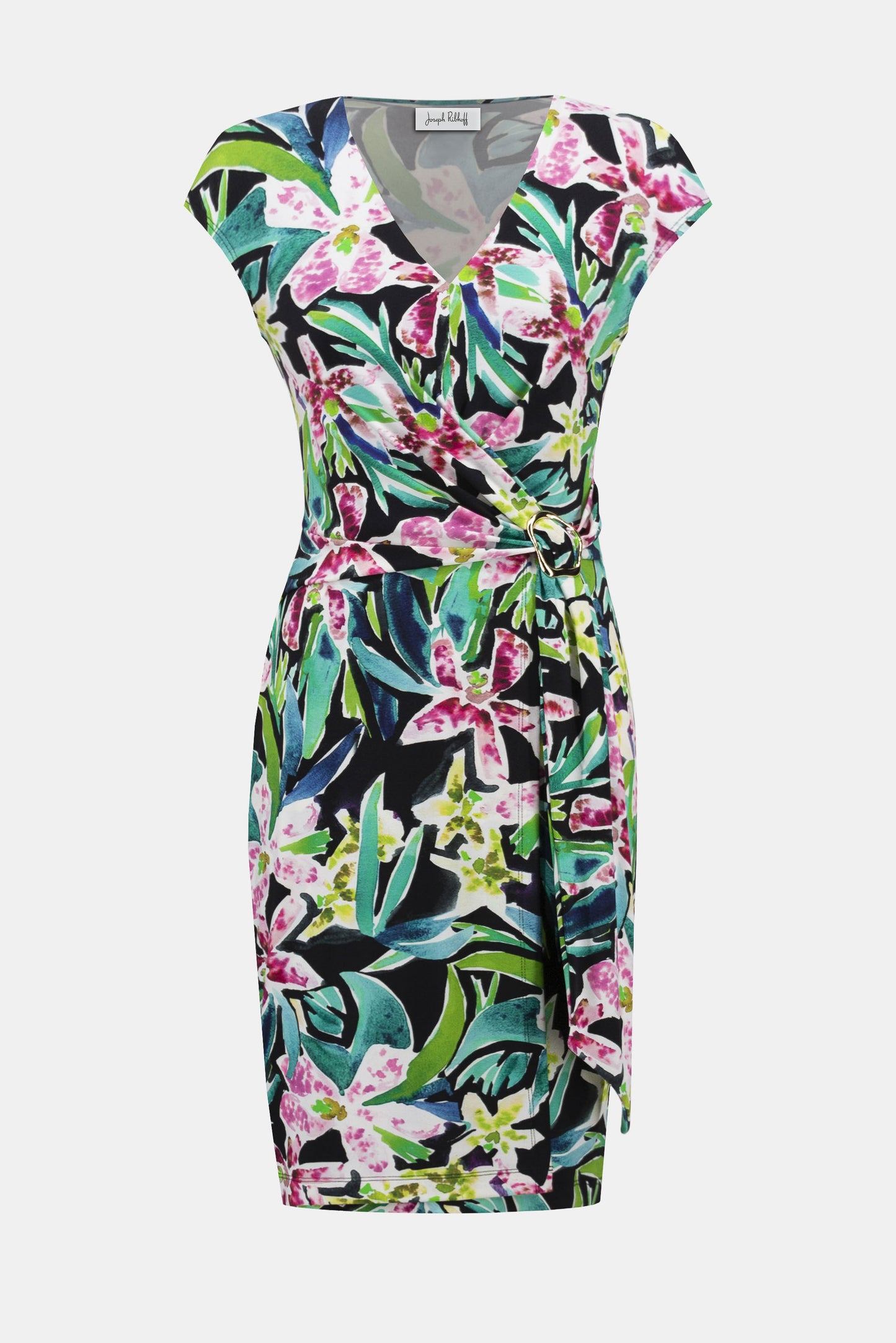 Joseph Ribkoff Tropical Print Sheath Dress Black/Multi 252079