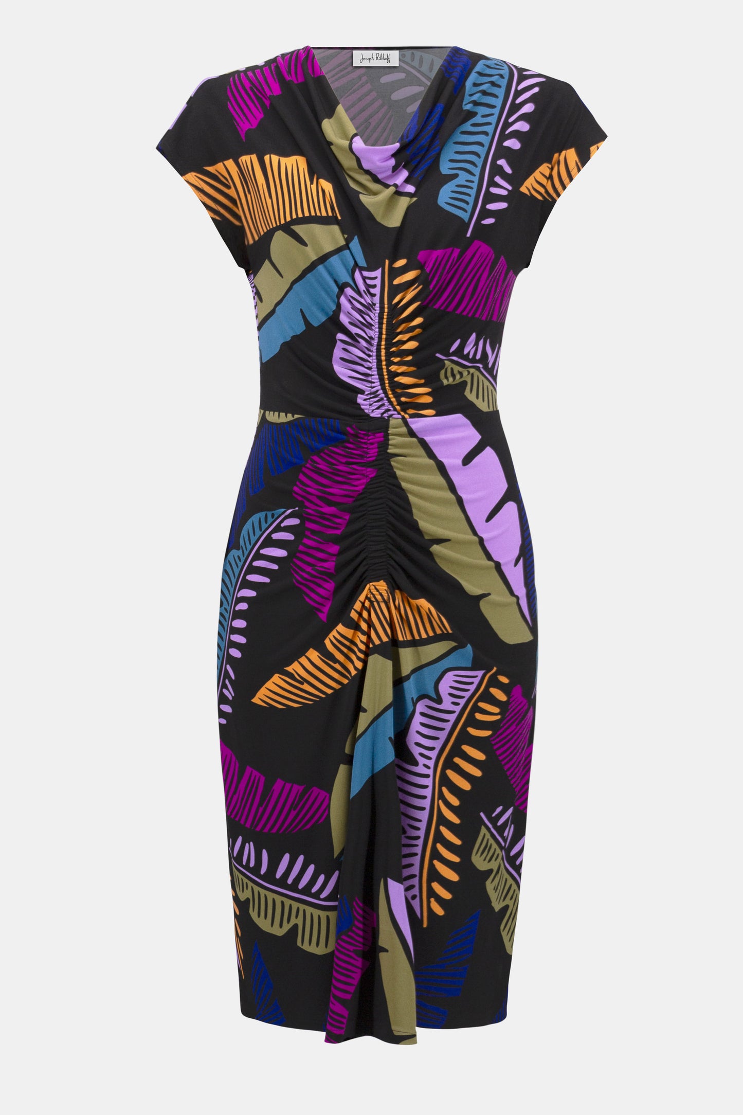 Joseph Ribkoff Tropical Print Sheath Dress Black/Multi 252096
