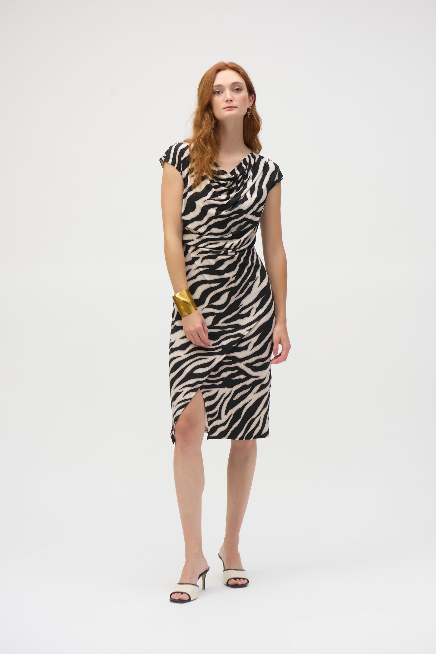 Joseph Ribkoff Animal Print Sheath Dress Beige/Black 252158
