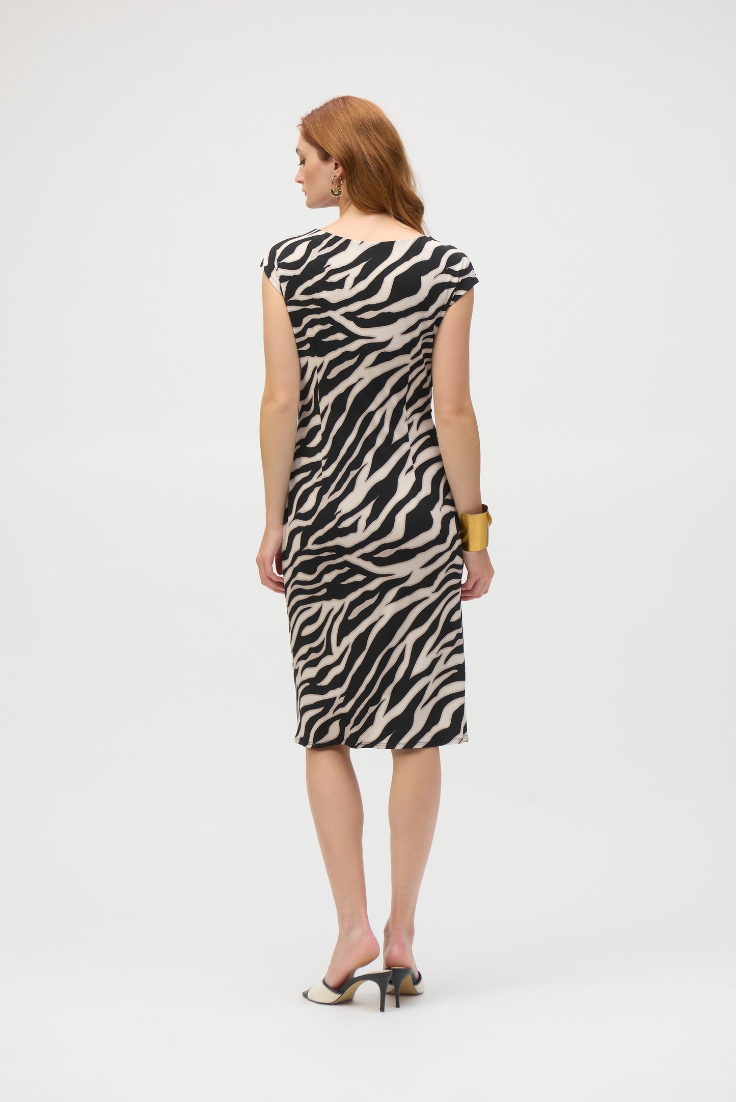Joseph Ribkoff Animal Print Sheath Dress Beige/Black 252158