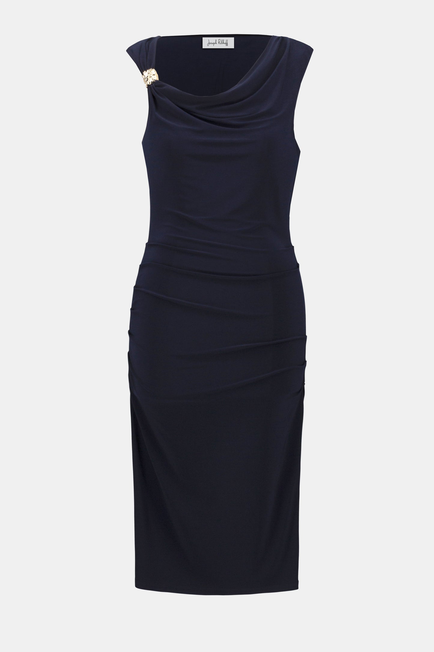Joseph Ribkoff Sheath Dress w/Draped Neckline Midnight Blue 252188