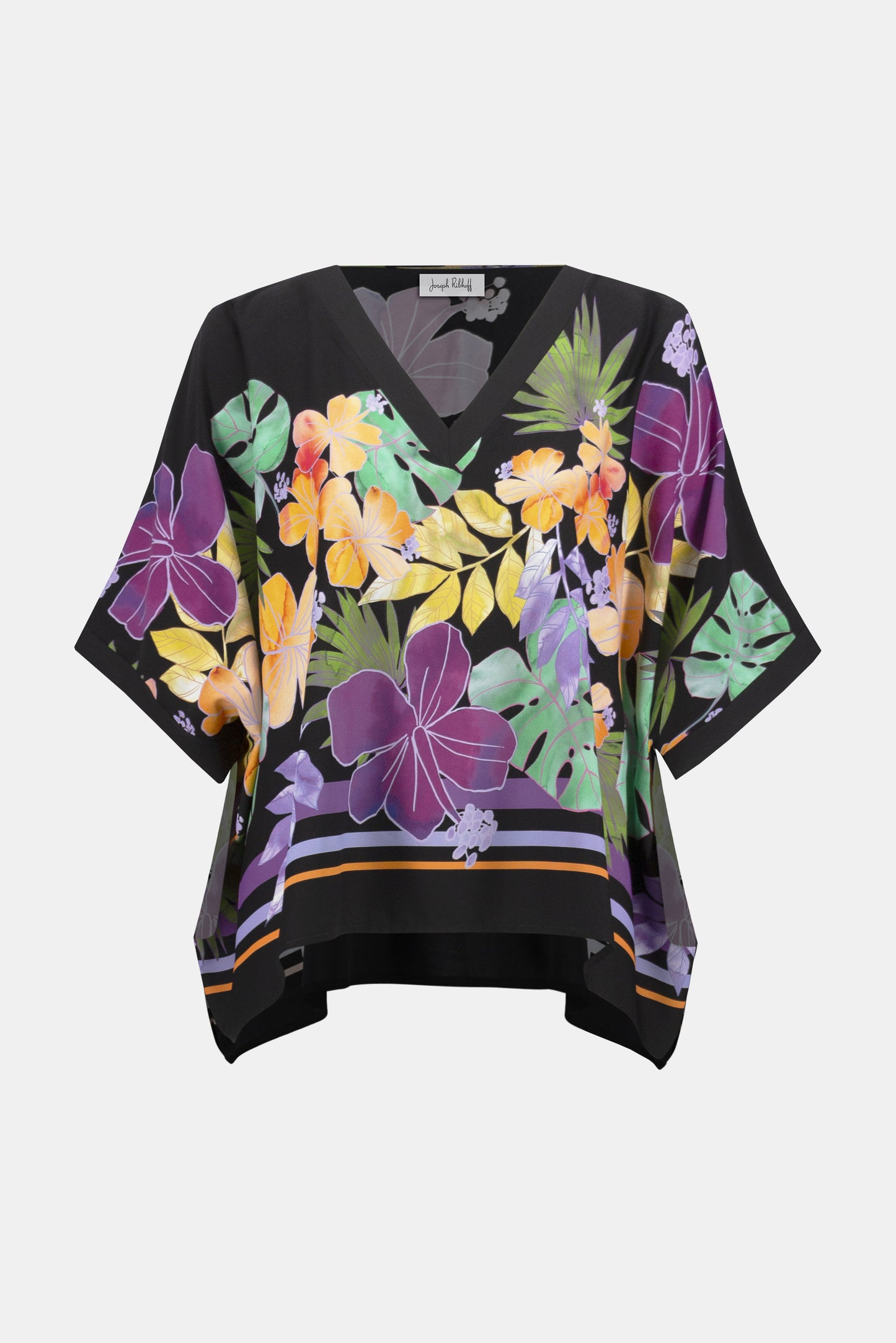 Joseph Ribkoff Floral Print Boxy Top Black/Multi 252218