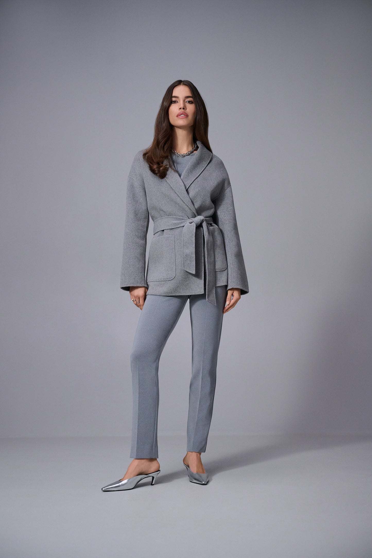 Joseph Ribkoff Straight Leg Pull-On Pants Grey Melange 253295