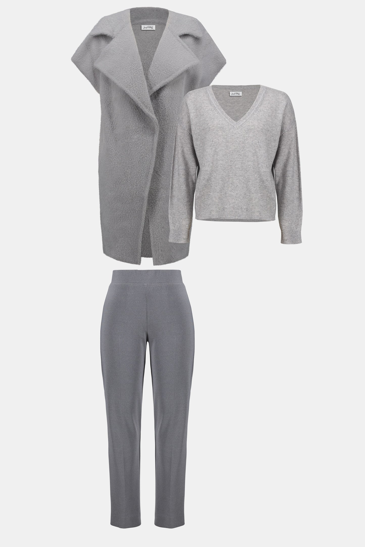Joseph Ribkoff Straight Leg Pull-On Pants Grey Melange 253295