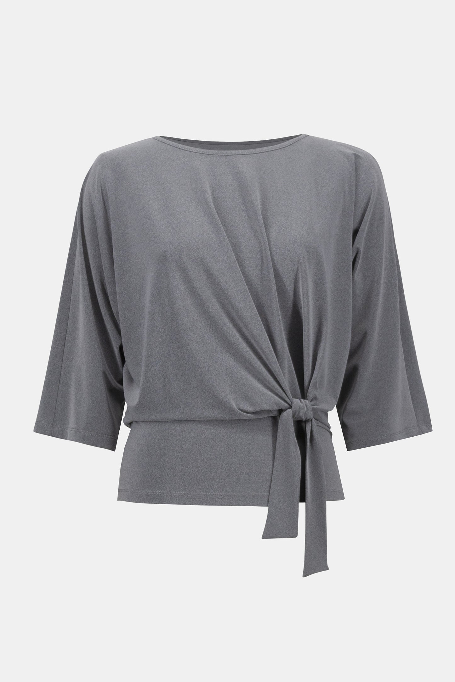 Joseph Ribkoff Boxy Top with Knot Detail Grey Melange 253304
