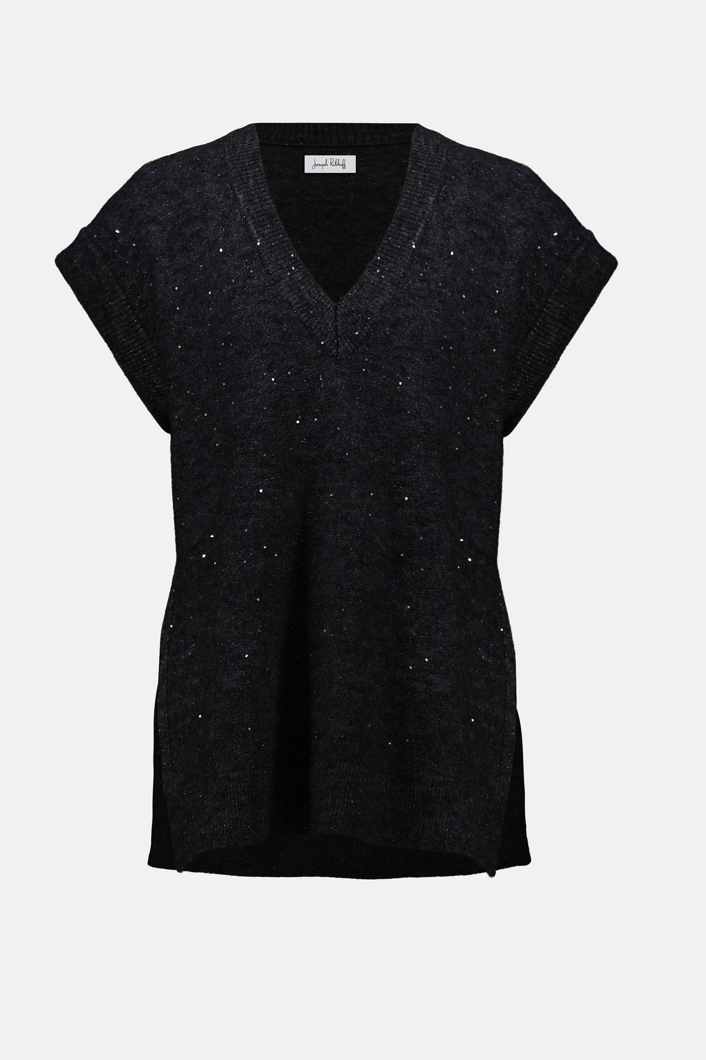 Joseph Ribkoff Sweater Knit Sleeveless Tunic with Sequins Black 253957