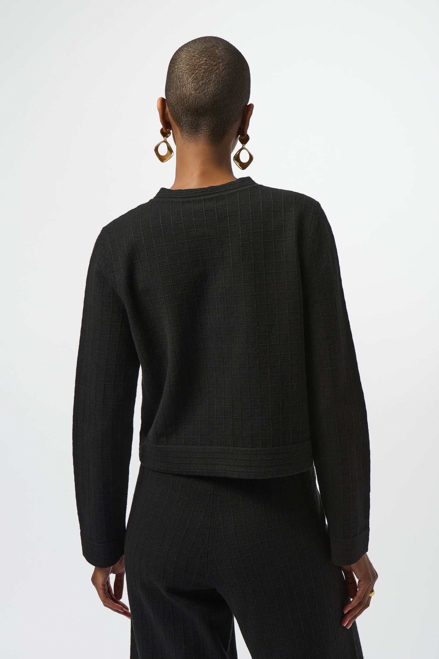 Joseph Ribkoff Knit Crew Neck Button Front Jacket Black 253983