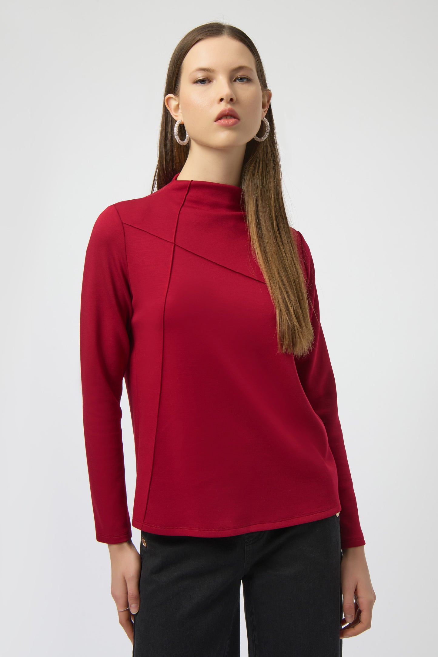 Joseph Ribkoff Scuba Jersey Straight Top Deep Cherry 254034