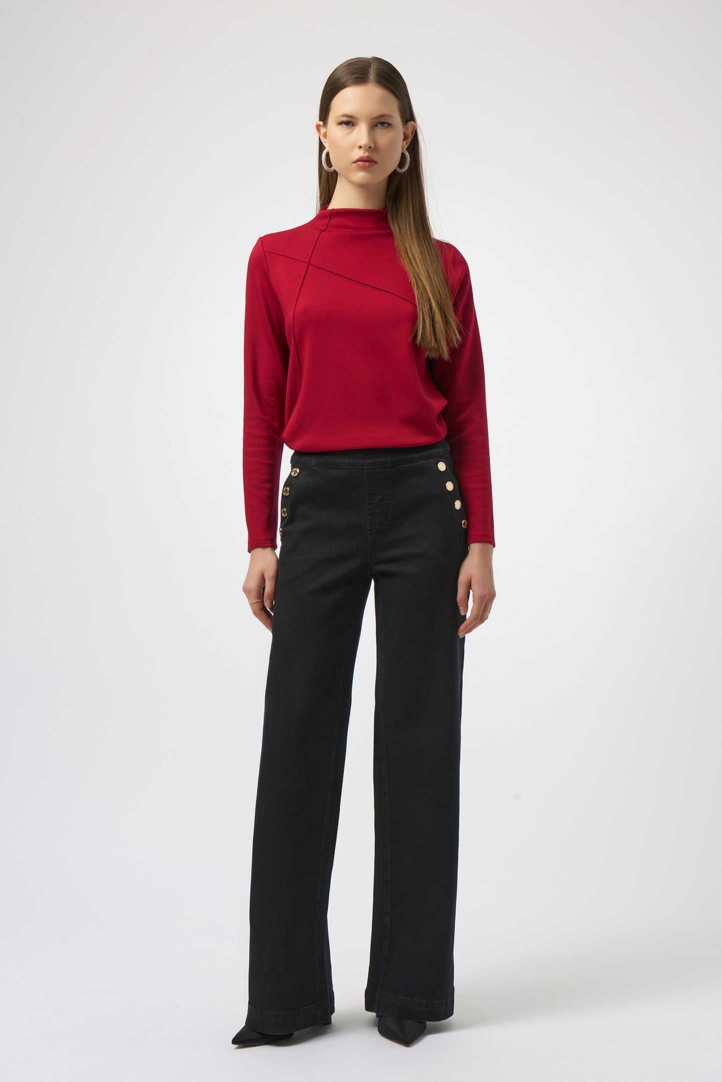 Joseph Ribkoff Scuba Jersey Straight Top Deep Cherry 254034
